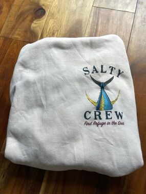 Salty Crew cream Sweatshirt with Blue & Yellow Fish Tail Graphic